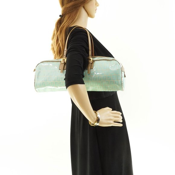 Auth Fendi Zucchino Hand Bag Light Blue #15070F96 - Picture 2 of 12